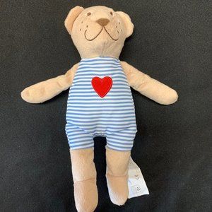 Ikea Fabler Bjorn Baby Teddy Bear Plush Stuffed Animal Blue Striped Red Heart 9"